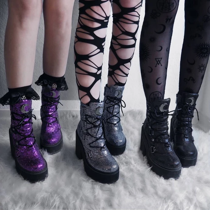 Women's Boots KILLSTAR - Broom Rider Boots - SILVER GLITTER - Image 5