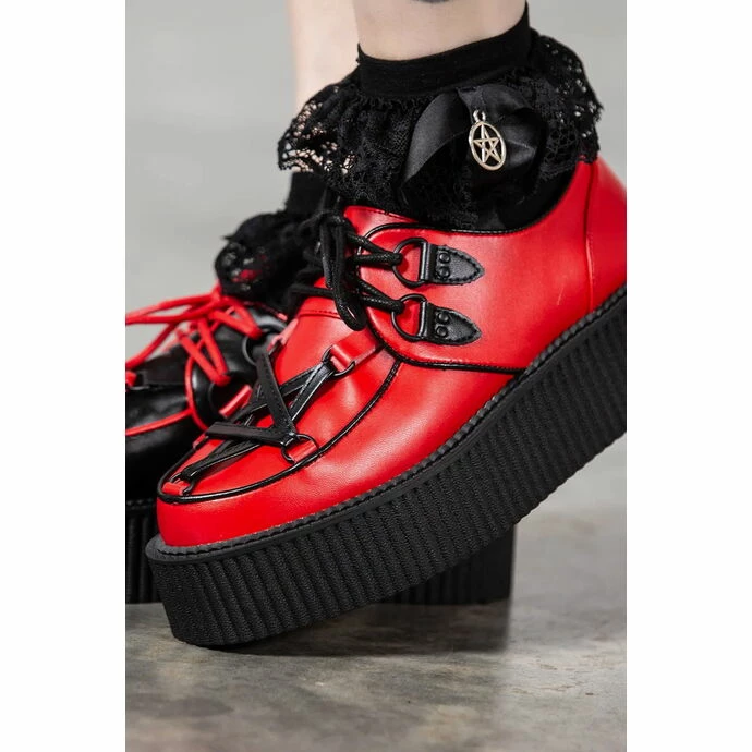 Women's Shoes KILLSTAR - Hexellent Creepers - Black/Red - Image 6